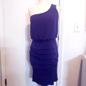 Purple One-Shoulder Ruched Dress